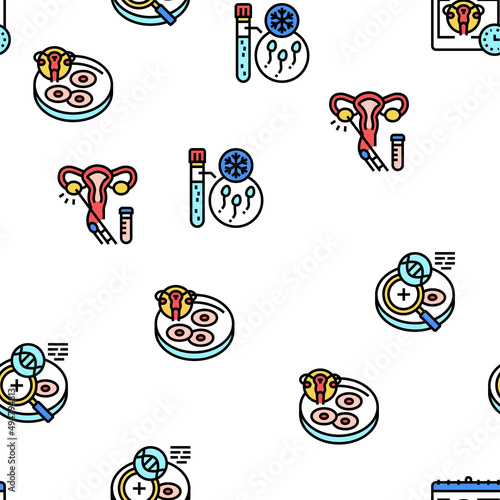 Fertilization Treat Vector Seamless Pattern Thin Line Illustration