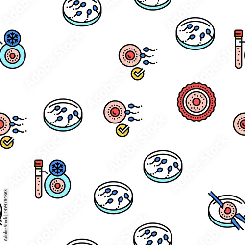 Fertilization Treat Vector Seamless Pattern Thin Line Illustration
