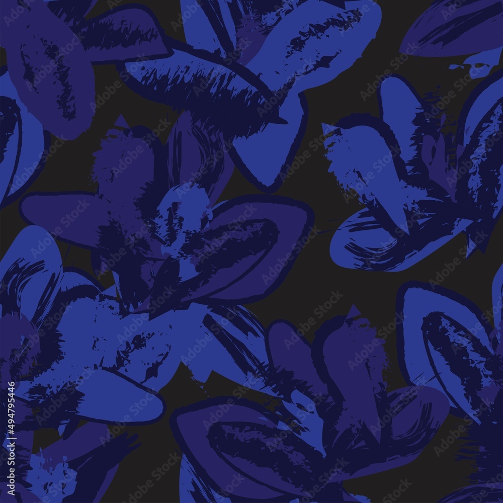 Floral Brush strokes Seamless Pattern Design