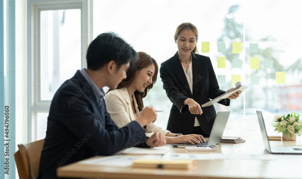 Business people meeting time working with new startup project. Idea presentation, analyze plans. Business discussing concept Business people meeting time working with new startup project. Idea presentation, analyze plans. Business discussing concept