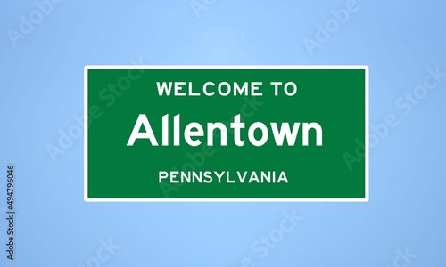 Allentown, Pennsylvania city limit sign. Town sign from the USA. photo