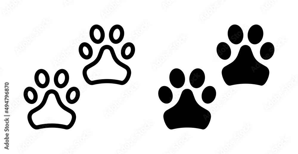 Animal paw print icon set. Vector illustration - obrazy, fototapety, plakaty 