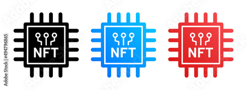 NFT blockchain icon. Non-fungible token vector icon collection