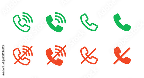 Phone call icon collection. Missed call and calling symbol vector illustration.