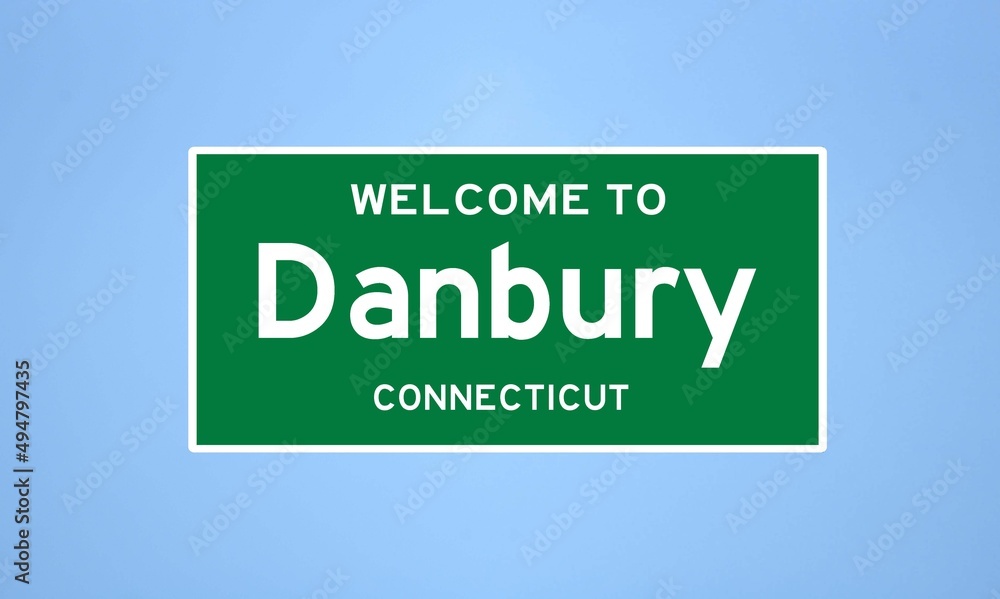 Danbury, Connecticut city limit sign. Town sign from the USA. Danbury, Connecticut city limit sign. Town sign from the USA.
