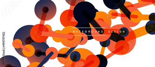 Abstract background. Round dots connected by lines. Trendy techno business template for wallpaper, banner, background or landing