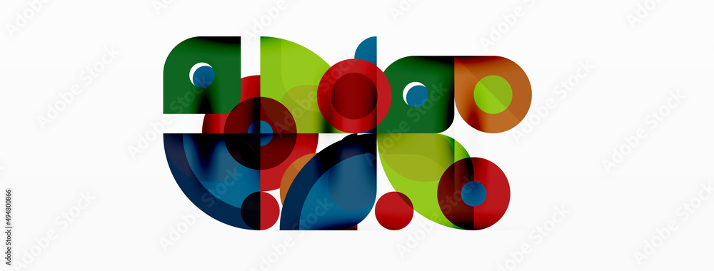 Colorful round shapes, circles and triangles background. Minimal geometric template for wallpaper, banner, presentation Colorful round shapes, circles and triangles background. Minimal geometric template for wallpaper, banner, presentation
