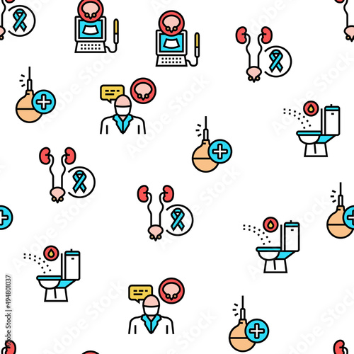 Prostatitis Disease Vector Seamless Pattern Thin Line Illustration