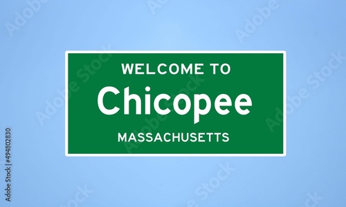 Chicopee, Massachusetts city limit sign. Town sign from the USA. photo