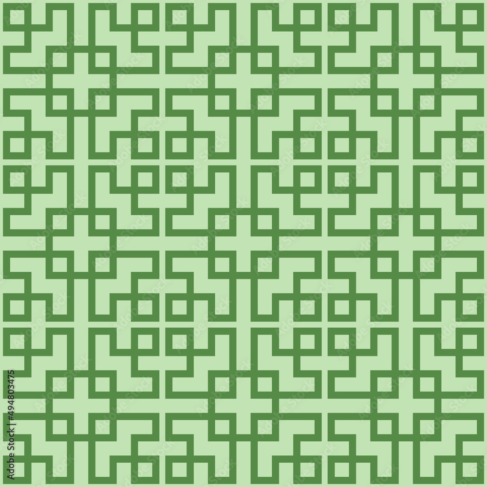 Korean Square Maze Vector Seamless Pattern