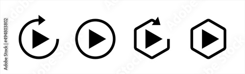 Play button icon. Music video start sign. Replay video movie for media symbol, vector illustration