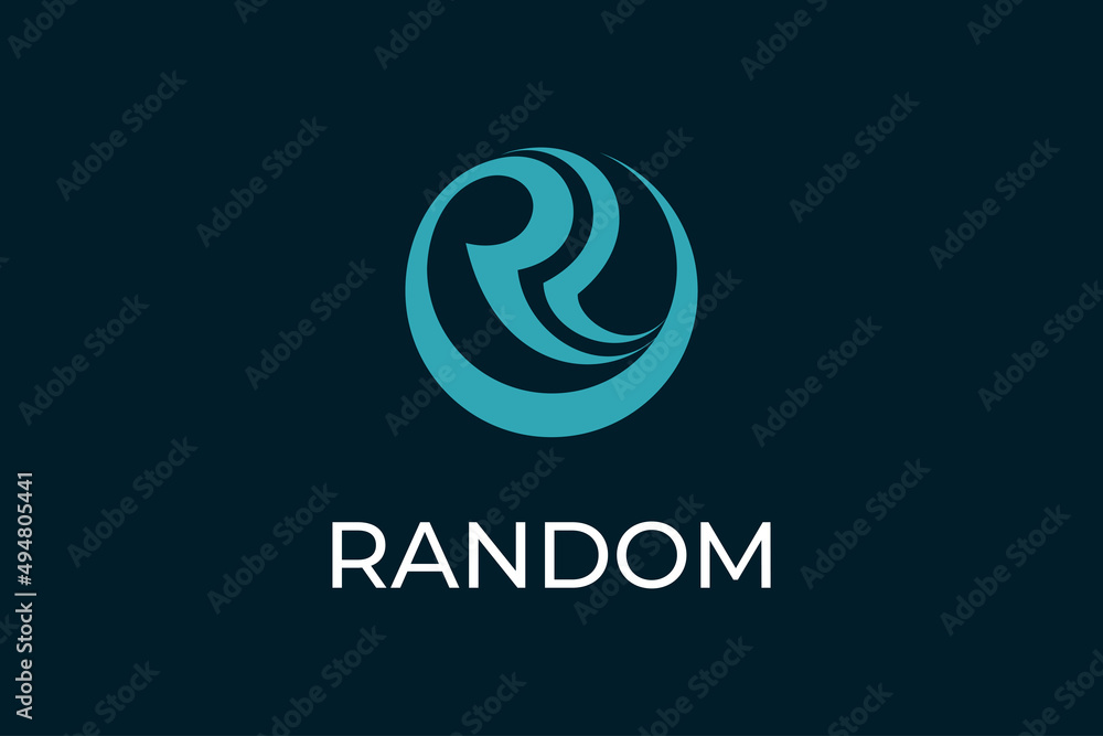 Logo letter R circle wave Logo letter R circle wave