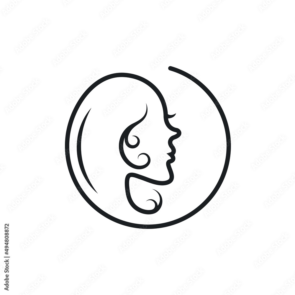 woman head line vector icon illustration concept woman head line vector icon illustration concept