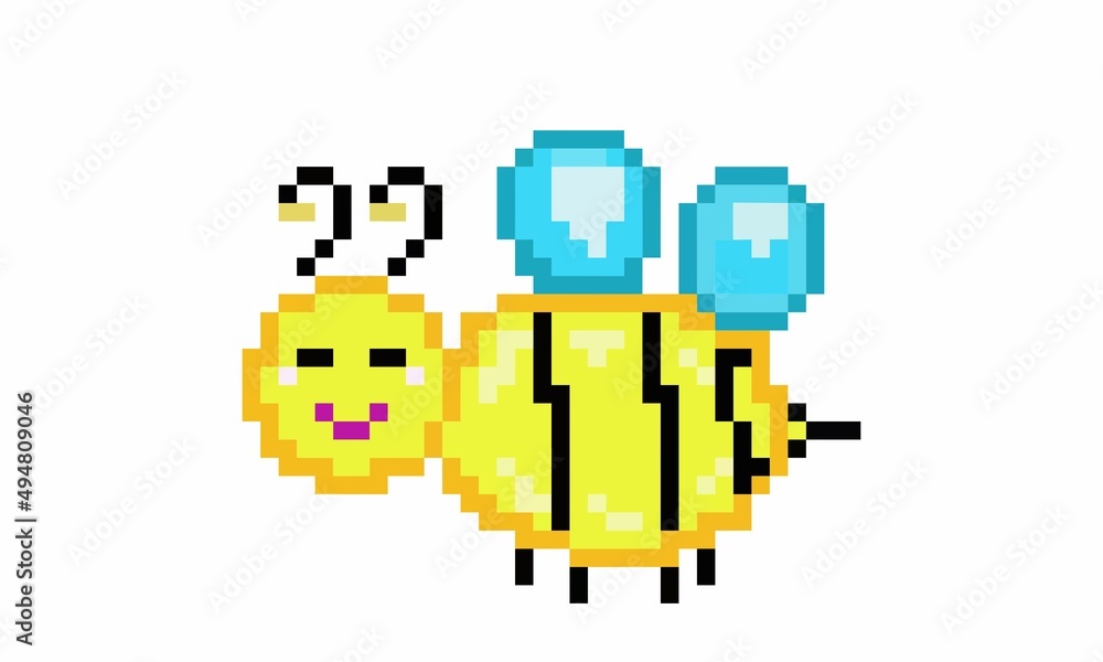 Fototapeta premium Yellow pixel bee