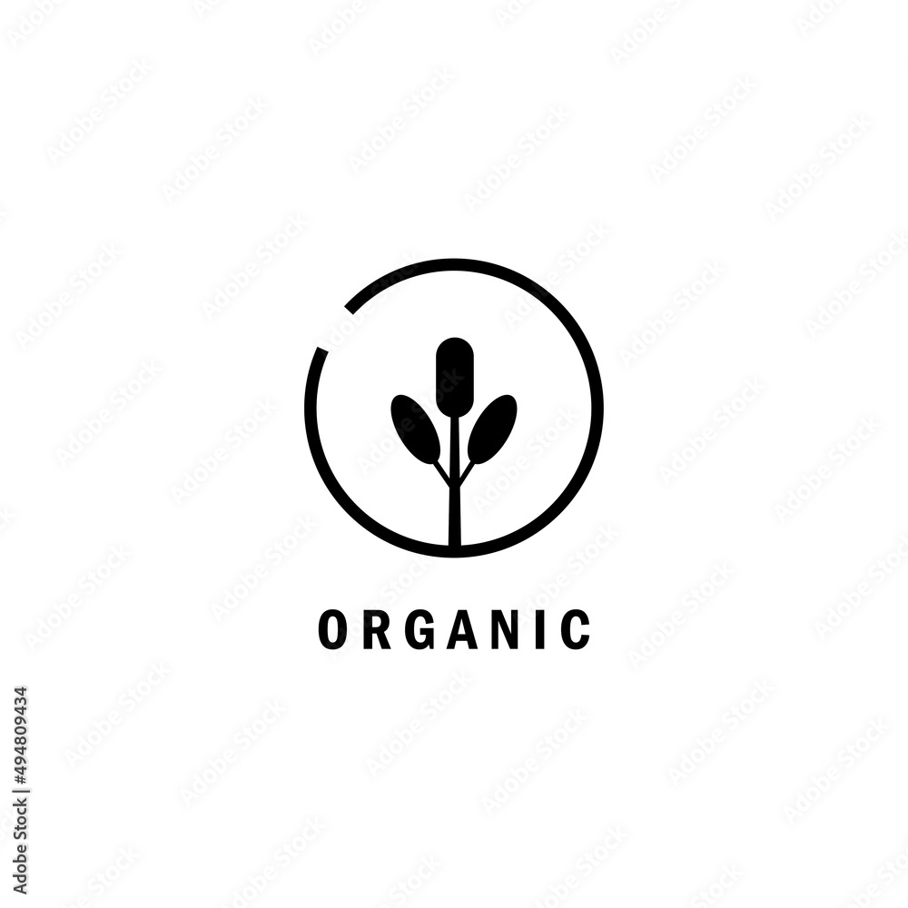 organic logo shoots line circle design vector illustration organic logo shoots line circle design vector illustration