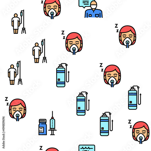 Anesthesiologist Tool Vector Seamless Pattern Thin Line Illustration