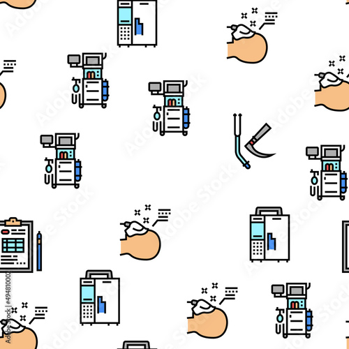 Anesthesiologist Tool Vector Seamless Pattern Thin Line Illustration