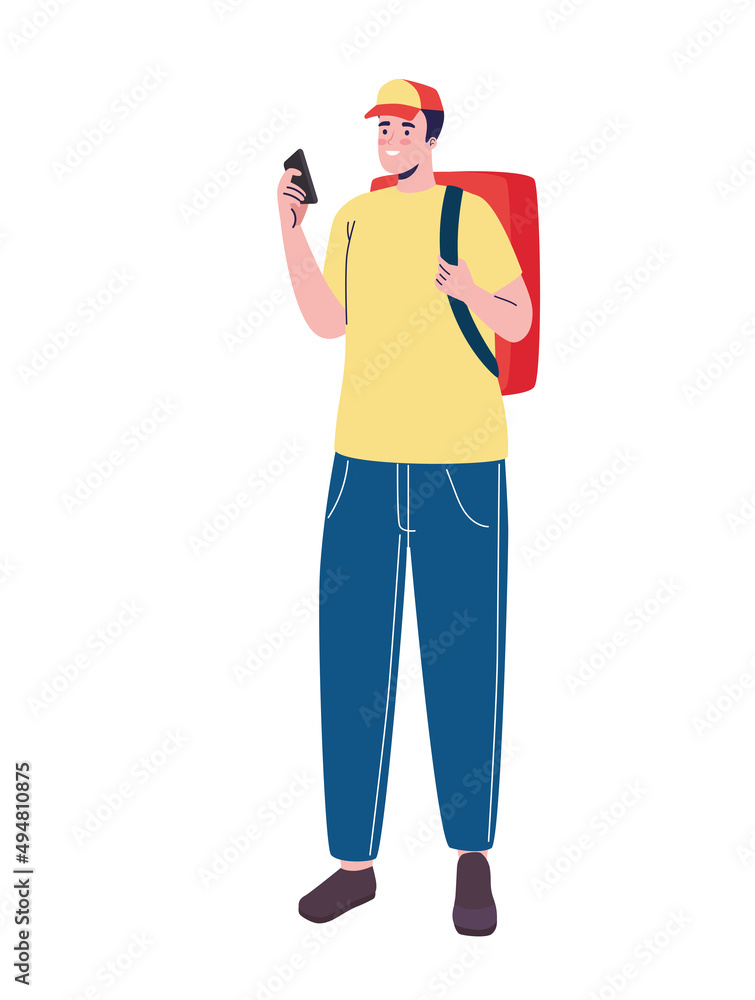 delivery worker with smartphone delivery worker with smartphone
