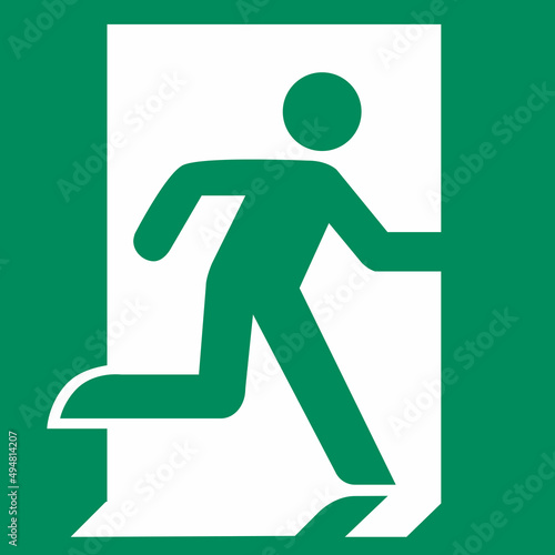 salida, símbolo, emergencia, verde, señal, icono, se0002, escapar, seguridad, dirección, puerta, correr, camino, evacuación, señal, ilustración, carretera, carrera a pie, vector, norma, señalética, 