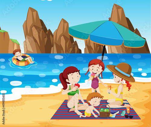 A family summer holiday at beach