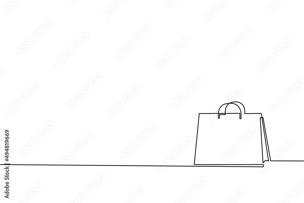 Continuous line drawing of Shopping bag. Continuous line drawing of Shopping bag.