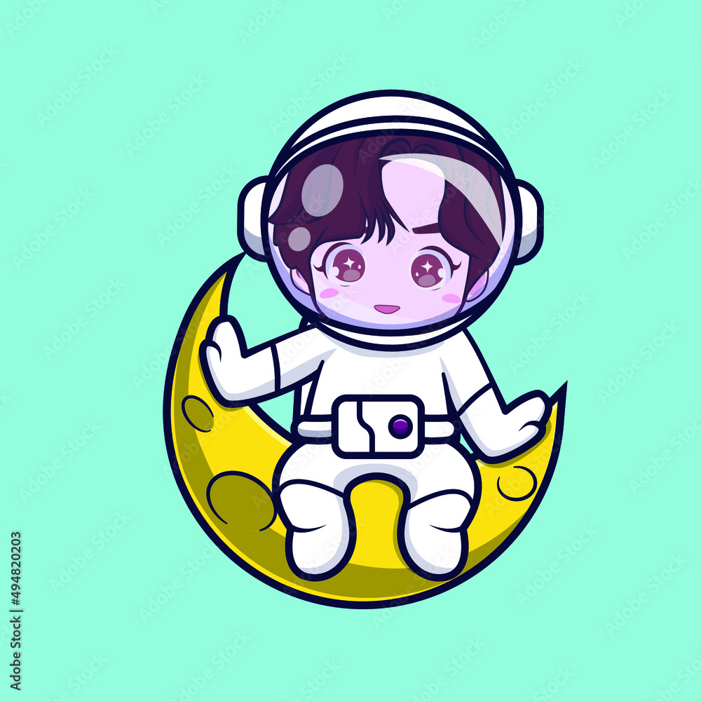 handsome and cute astronaut sit on the moon handsome and cute astronaut sit on the moon