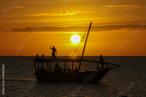 boat at sunset