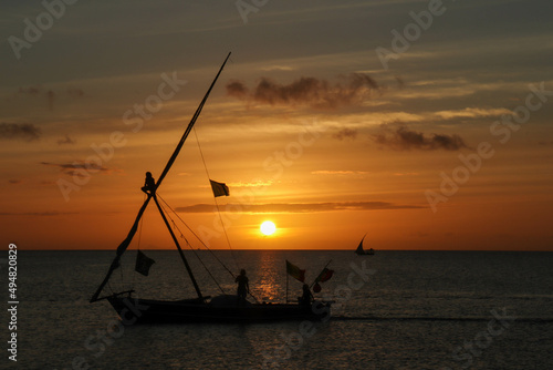 fishing boat at sunset