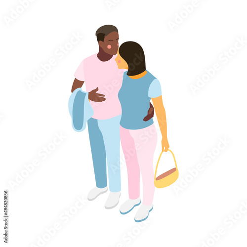 Interracial Loving Couple Composition