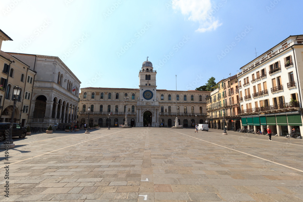 Fototapeta premium City square Piazza dei Signori with clock tower Torre dell'Orologio in Padua, Italy