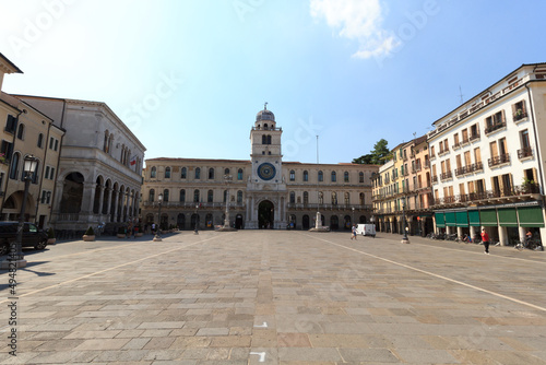 City square Piazza dei Signori with clock tower Torre dell'Orologio in Padua, Italy