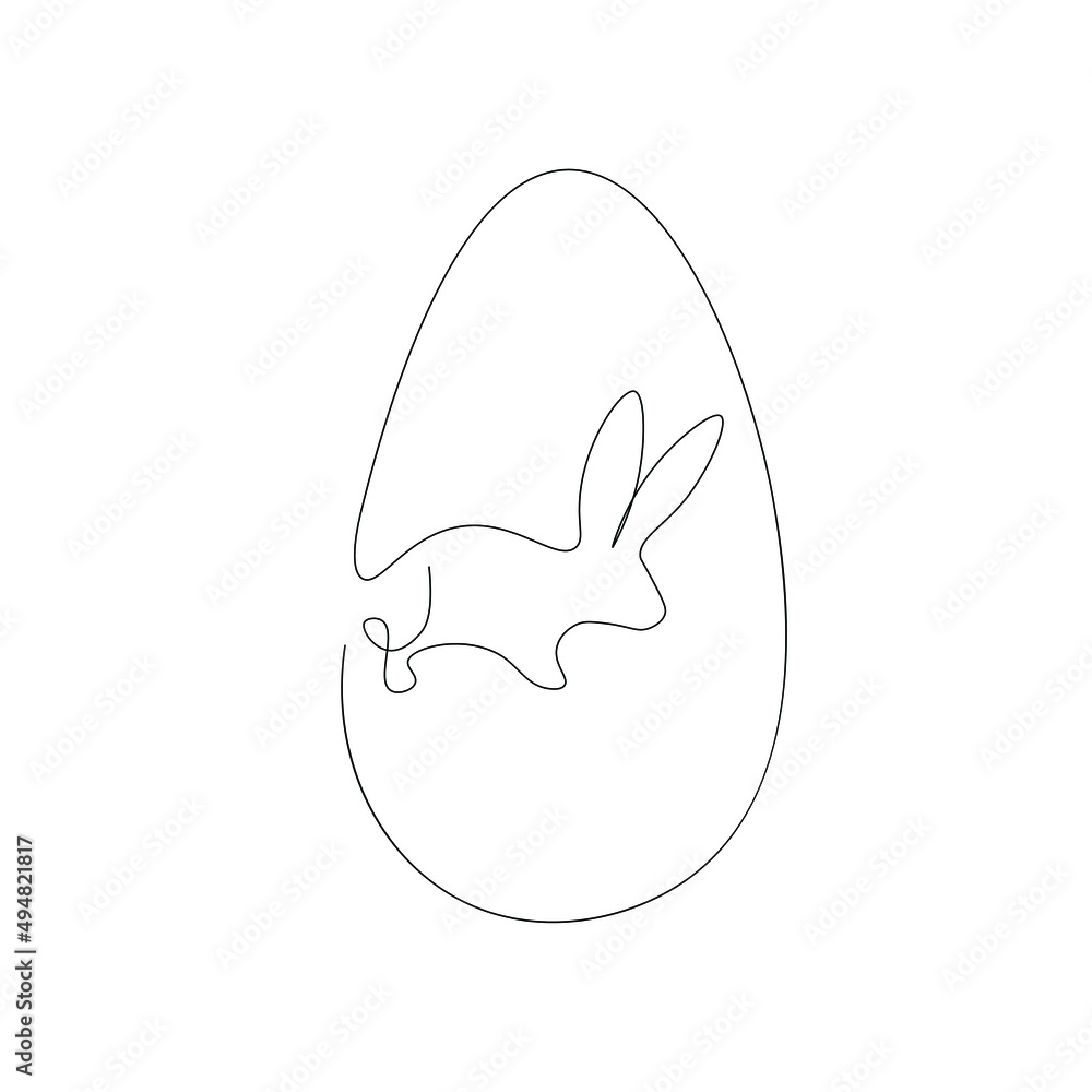 Easter egg and bunny line drawing vector illustration Easter egg and bunny line drawing vector illustration