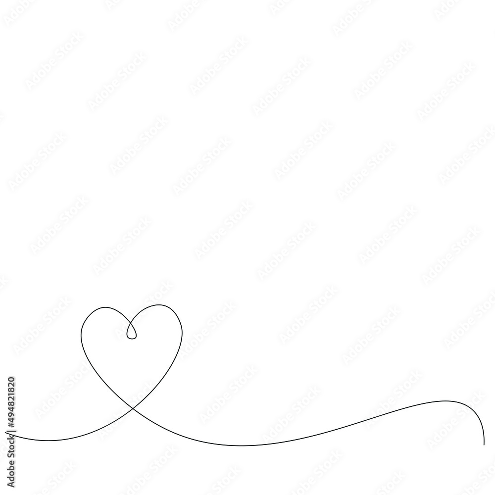 Heart line drawing background vector illustration