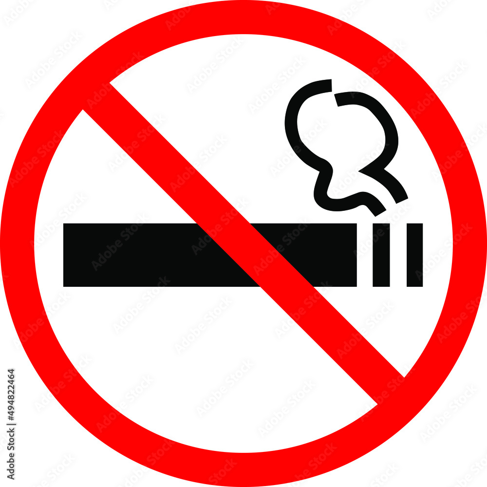 Black burning cigarette in forbidding crossed out red circle on white background. The sign, logo, embleme or simbol of no smoking area or zone Black burning cigarette in forbidding crossed out red circle on white background. The sign, logo, embleme or simbol of no smoking area or zone