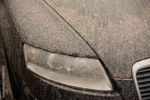 a car in germany polluted with sand from the sahara photo
