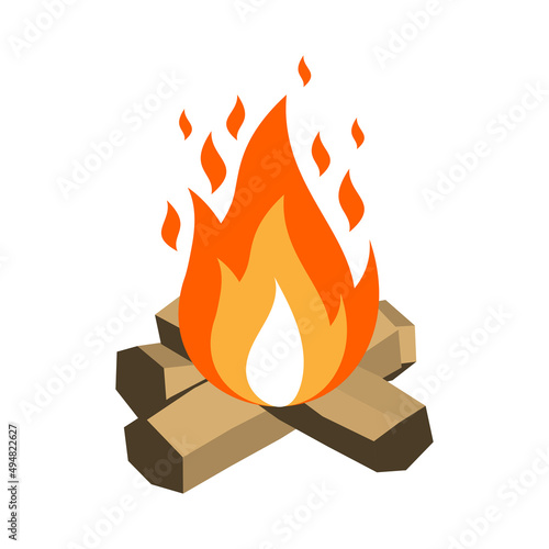 Fireplace Camping Isometric Composition