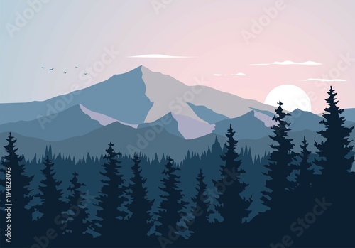 Quadro em tela sunset in mountains
