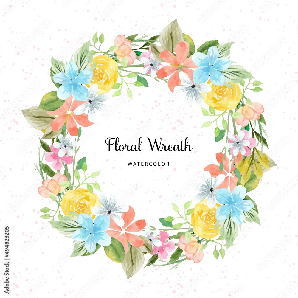 Elegant Colorful Watercolor Floral Wreath