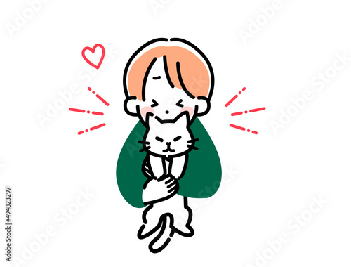 猫を吸う男の子　猫吸い