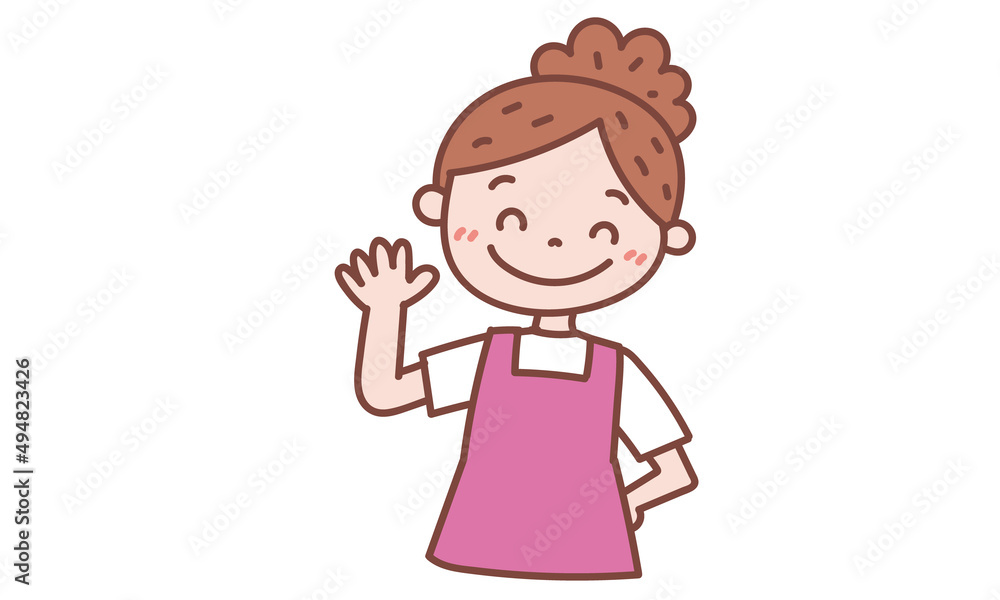 Fototapeta premium ポニーテールのエプロン女性