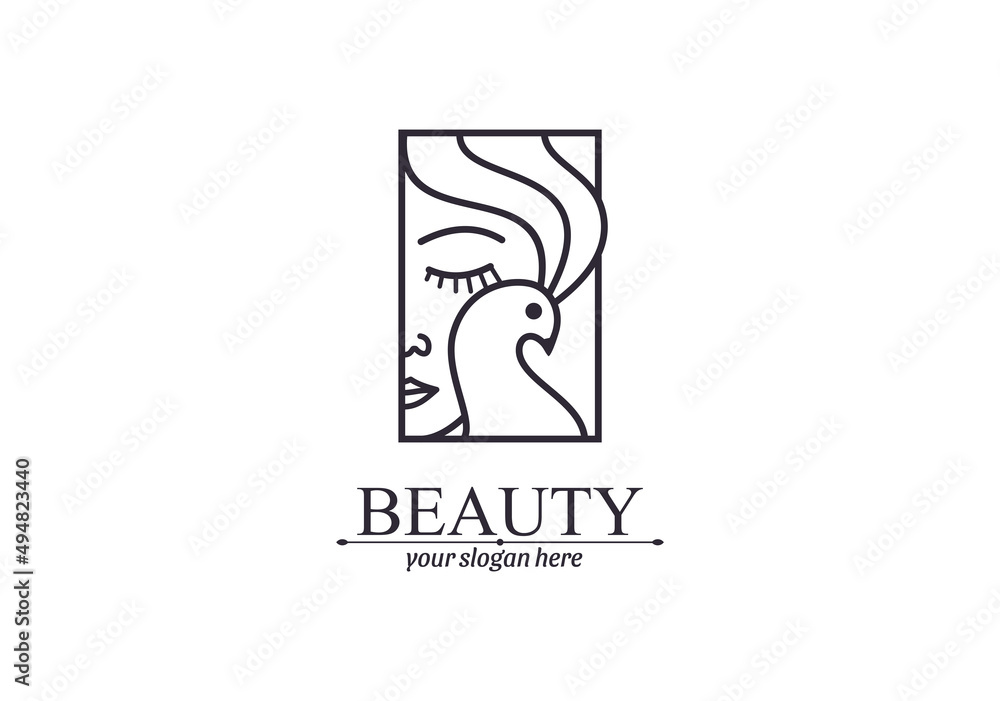 Logo woman with a bird. The girl gently hugs the bird. Vector template. Abstract design concept for many lines of business. Logo woman with a bird. The girl gently hugs the bird. Vector template. Abstract design concept for many lines of business.
