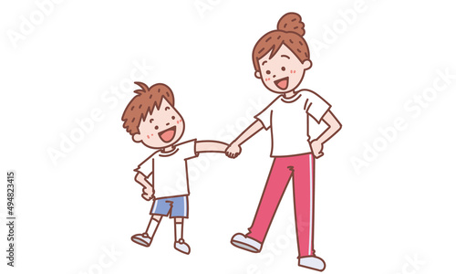 踊る子どもと女性