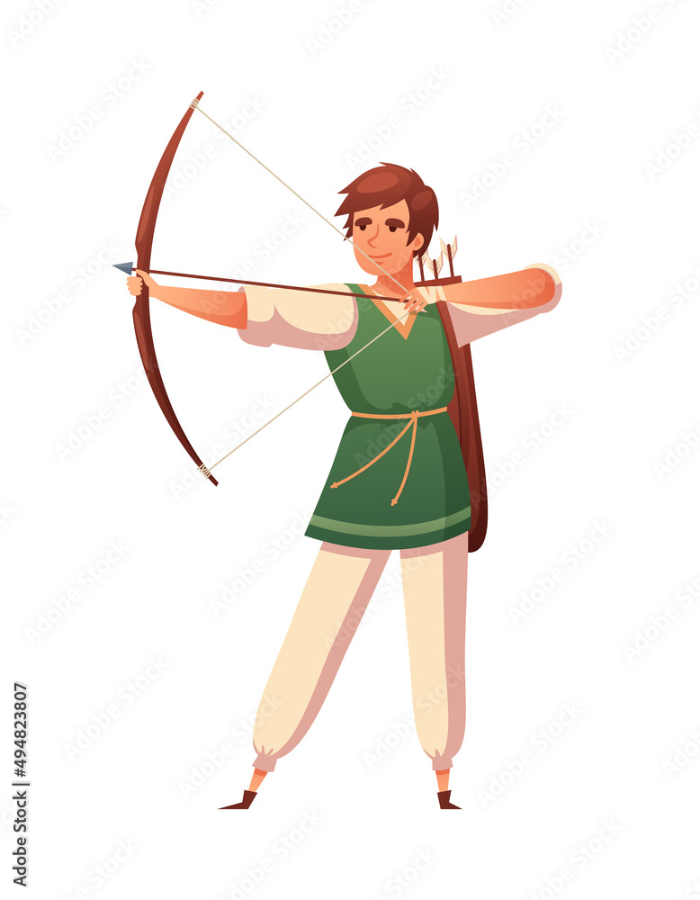 Cartoon Archer Medieval Composition