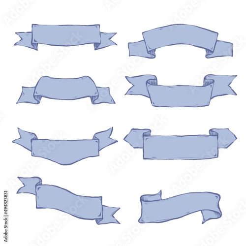 vintage ribbon banner set ,illustration