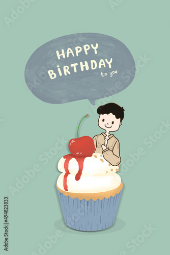 Happy birthday card with man.