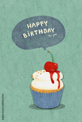 Happy birthday card in water color style.