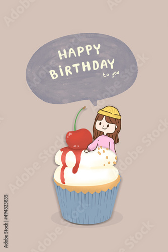 Happy birthday card with woman.