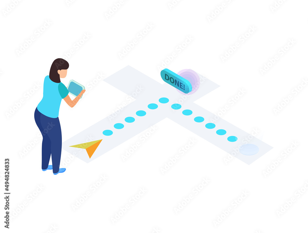 AR Navigation Isometric Composition AR Navigation Isometric Composition
