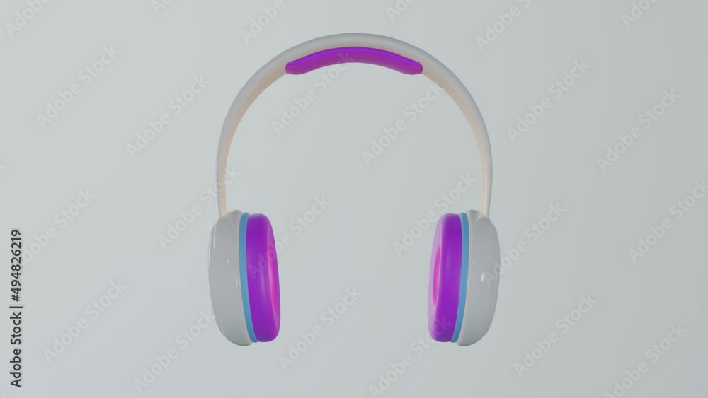 Loop of glowing headphones 3D rendering background animation. Loop of glowing headphones 3D rendering background animation.