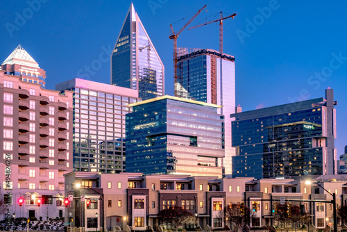 charlotte north carolina city skyline after winted storm photo